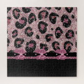 RAB Rockabilly Roze Luipaardprint Lint Bogen Legpuzzel (Horizontaal)