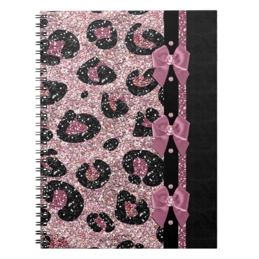 RAB Rockabilly Roze Luipaardprint Lint Bogen Notitieboek (Voorkant)