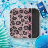 RAB Rockabilly Roze Luipaardprint Lint Bogen Papieren Bordje (Feest)