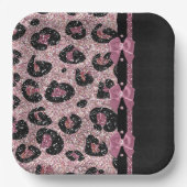 RAB Rockabilly Roze Luipaardprint Lint Bogen Papieren Bordje (Voorkant)