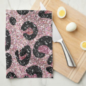 RAB Rockabilly Roze Luipaardprint Lint Bogen Theedoek (Quarter Fold)