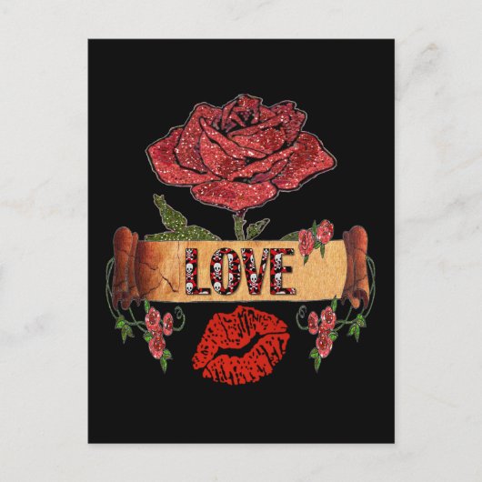 RAB Rockabilly Rozen, Liefde & Lippenstift Briefkaart (Voorkant)