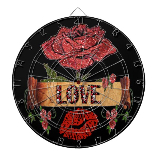 RAB Rockabilly Rozen, Liefde & Lippenstift Dartbord (Voorkant)