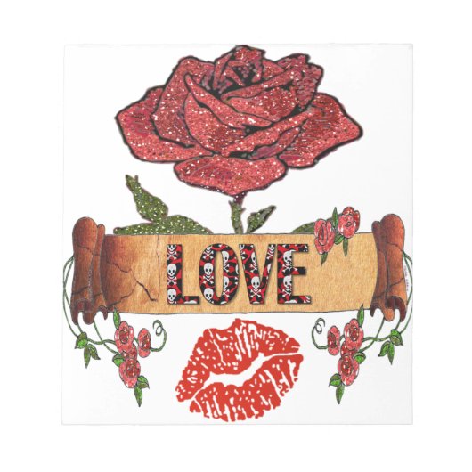 RAB Rockabilly Rozen, Liefde & Lippenstift Notitieblok (Voorkant)