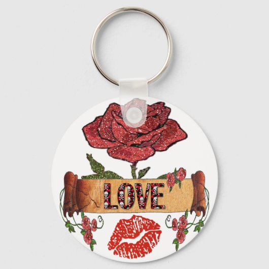 RAB Rockabilly Rozen, Liefde & Lippenstift Sleutelhanger (Voorkant)