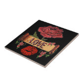 RAB Rockabilly Rozen, Liefde & Lippenstift Tegeltje (Zijkant)