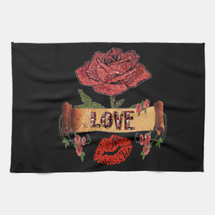 RAB Rockabilly Rozen, Liefde & Lippenstift Theedoek