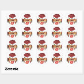 RAB Rockabilly Rozen, Liefde & Lippenstift Vierkante Sticker (Vel)