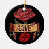 RAB Rockabilly Rozen, Love & Lipstick Keramisch Ornament (Voorkant)