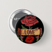 RAB Rockabilly Rozen, Love & Lipstick Ronde Button 5,7 Cm (Voorkant /achterkant)