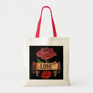 RAB Rockabilly Rozen, Love & Lipstick Tote Bag