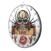 RAB Rockabilly Schedel Rozen Liefde Lippenstift Dartbord (Voorkant Rechts)
