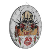 RAB Rockabilly Schedel Rozen Liefde Lippenstift Dartbord (Voorkant Links)