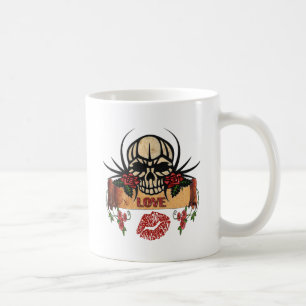RAB Rockabilly Schedel Rozen Liefde Lippenstift Koffiemok