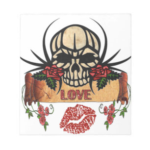 RAB Rockabilly Schedel Rozen Liefde Lippenstift Notitieblok