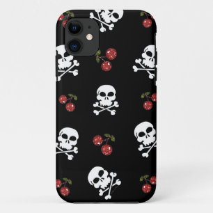 RAB Rockabilly Schedels en Kersen op Zwart Case-Mate iPhone Case