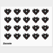 RAB Rockabilly Schedels en Kersen op Zwart Hart Sticker (Vel)