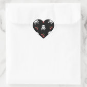 RAB Rockabilly Schedels en Kersen op Zwart Hart Sticker (Tas)