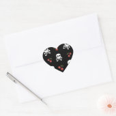 RAB Rockabilly Schedels en Kersen op Zwart Hart Sticker (Envelop)