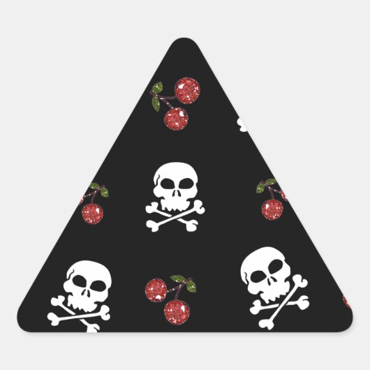 RAB Rockabilly Schedels en Kersen op Zwart Sticker (Voorkant)