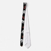RAB Rockabilly Schedels en Kersen Op Zwart Stropdas (Achterkant)