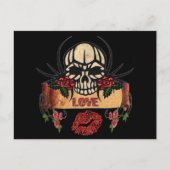 RAB Rockabilly Skull Rozen Love Lipstick Briefkaart (Voorkant)