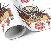RAB Rockabilly Skull Rozen Love Lipstick Cadeaupapier (Rol Hoek)