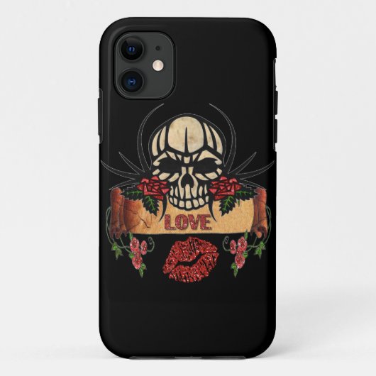 RAB Rockabilly Skull Rozen Love Lipstick Case-Mate iPhone Case (Achterkant)