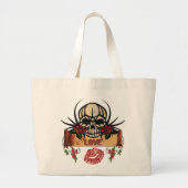 RAB Rockabilly Skull Rozen Love Lipstick Grote Tote Bag (Voorkant)