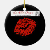 RAB Rockabilly Skull Rozen Love Lipstick Keramisch Ornament (Achterkant)