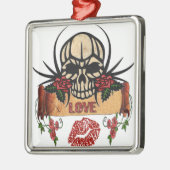 RAB Rockabilly Skull Rozen Love Lipstick Metalen Ornament (Links)