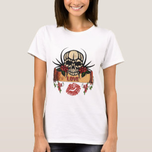 RAB Rockabilly Skull Rozen Love Lipstick T-shirt