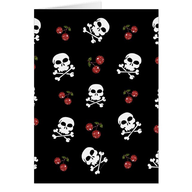 RAB Rockabilly Skulls en Cherries op zwart (Voorkant)
