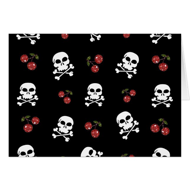 RAB Rockabilly Skulls en Cherries op zwart (Voorkant Horizontaal)