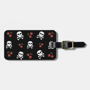 RAB Rockabilly Skulls en Cherries op zwart Bagagelabel