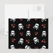 RAB Rockabilly Skulls en Cherries op zwart Briefkaart (Voorkant / Achterkant)