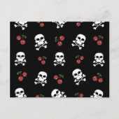 RAB Rockabilly Skulls en Cherries op zwart Briefkaart (Voorkant)