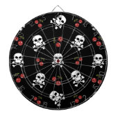 RAB Rockabilly Skulls en Cherries op zwart Dartbord (Voorkant)