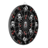 RAB Rockabilly Skulls en Cherries op zwart Dartbord (Voorkant Links)