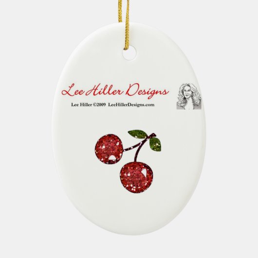 RAB Rockabilly Skulls en Cherries op zwart Keramisch Ornament (Achterkant)