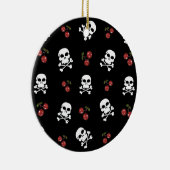 RAB Rockabilly Skulls en Cherries op zwart Keramisch Ornament (Rechts)