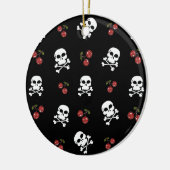 RAB Rockabilly Skulls en Cherries op zwart Keramisch Ornament (Links)