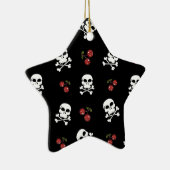 RAB Rockabilly Skulls en Cherries op zwart Keramisch Ornament (Rechts)