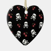 RAB Rockabilly Skulls en Cherries op zwart Keramisch Ornament (Rechts)
