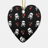 RAB Rockabilly Skulls en Cherries op zwart Keramisch Ornament (Links)