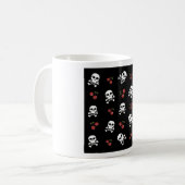RAB Rockabilly Skulls en Cherries op zwart Koffiemok (Voorkant links)