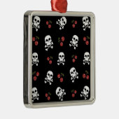 RAB Rockabilly Skulls en Cherries op zwart Metalen Ornament (Rechts)