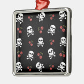 RAB Rockabilly Skulls en Cherries op zwart Metalen Ornament (Links)