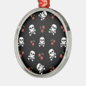 RAB Rockabilly Skulls en Cherries op zwart Metalen Ornament (Links)