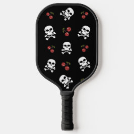 RAB Rockabilly Skulls en Cherries op zwart Pickleball Paddle